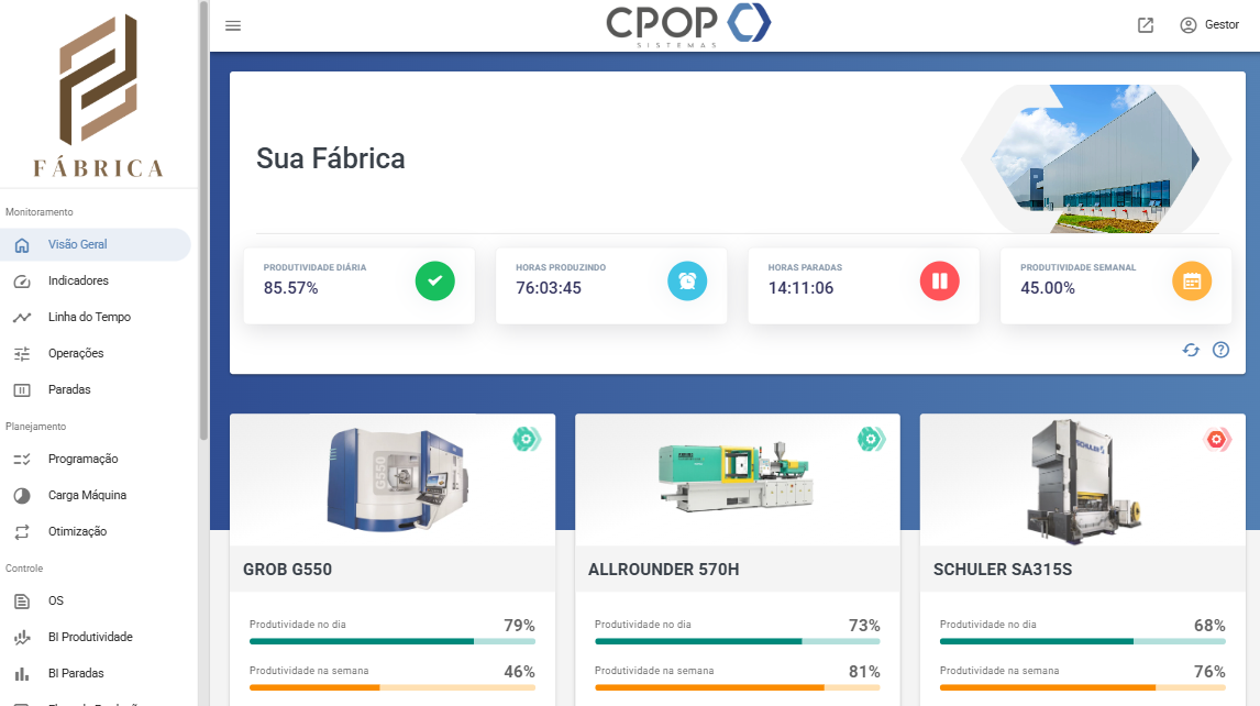 Tela do sistema CPOP